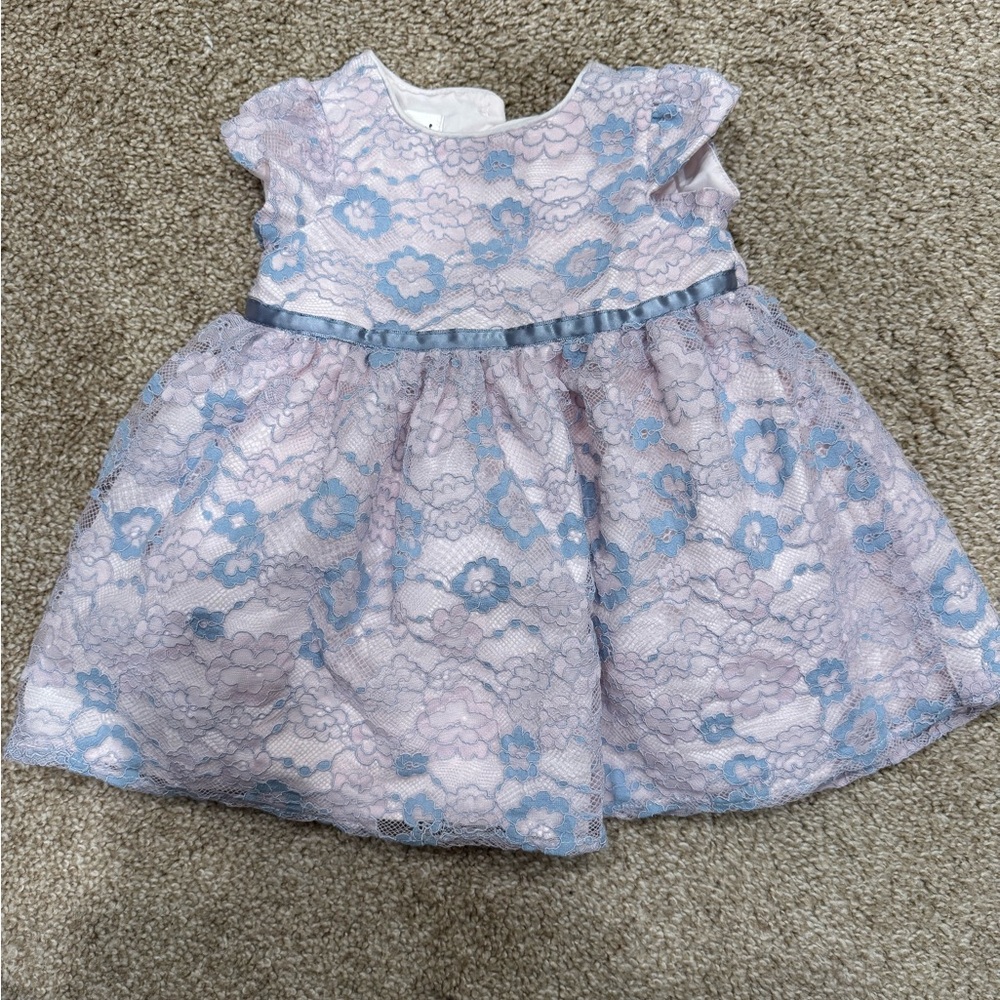 Pink and Blue Lace Baby Dress
